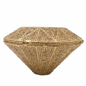 Diamond Shape Crystal Clutch Bag Rhinestone Evening Handbags Bridal :3